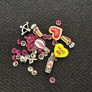 Assorted Valentine's Charms and Rhinestones
